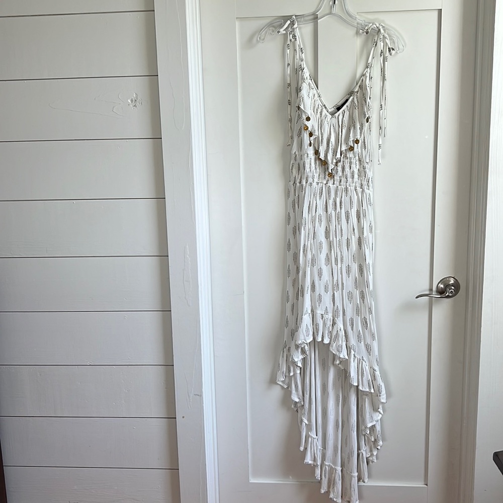 Amass White with Gold Leaf Print Coverup